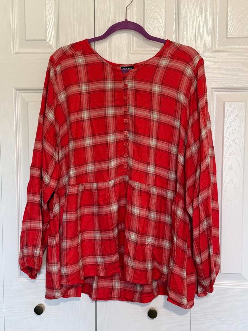 Torrid Orange Plaid Flannel Top